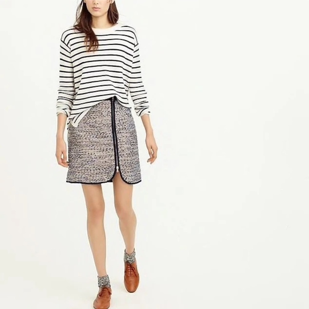 J. Crew Metallic Tweed Dual zip mini skirt- worn‎ about 3 times. 88 retail